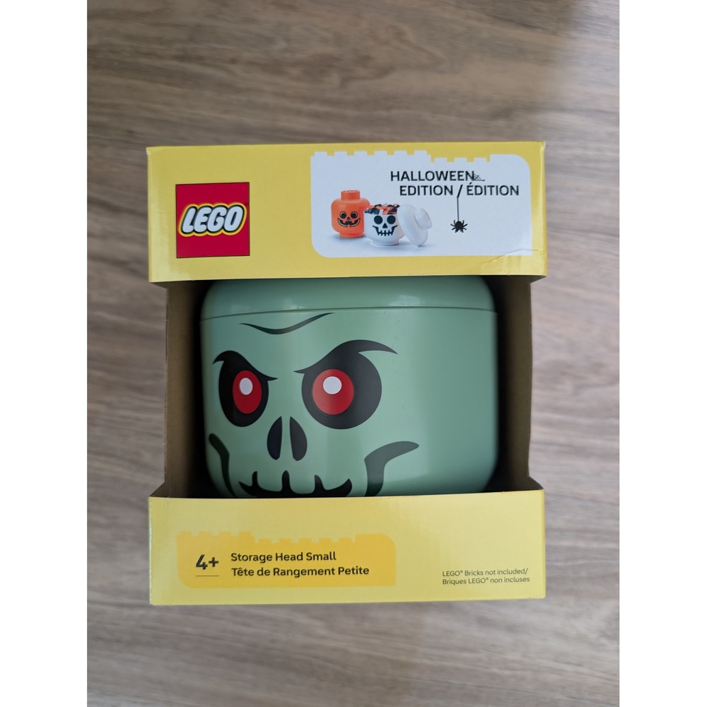 LEGO Storage Head Small Halloween Edition Zombie Green Stackable Container New